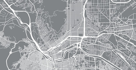 Urban vector city map of El Paso, Texas, United States of America