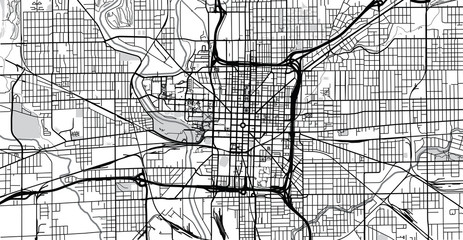 Urban vector city map of Indianapolis,Indiana, United States of America