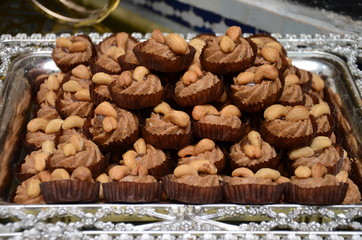 Moroccan biscuits for weddings. Biscuits are served with internationally known Moroccan tea. Biscuits are made from flour, eggs, chocolate and sugar