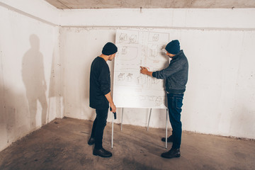 Robbers writing on the board