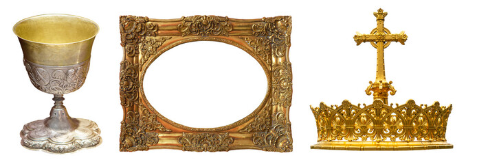 Isolated golden detail France on a white background