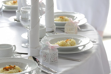 Table dinner set for event party or wedding reception