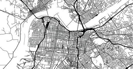 Urban vector city map of Louisville, Kentucky, United States of America - obrazy, fototapety, plakaty