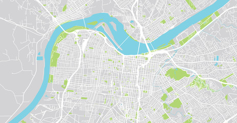 Urban vector city map of Louisville, Kentucky, United States of America - obrazy, fototapety, plakaty