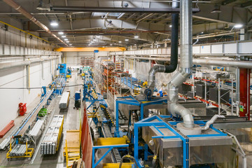 Industrial production. Shop for the production of metal profiles.