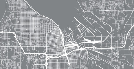 Urban vector city map of Tacoma, Washington, United States of America