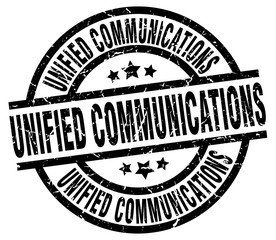 unified communications round grunge black stamp