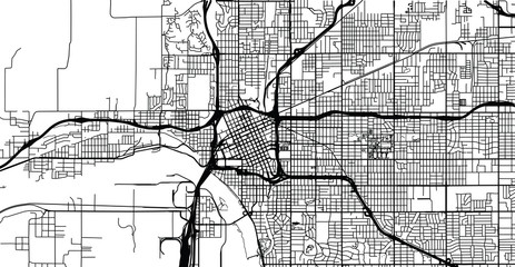 Urban vector city map of Tulsa, Oaklahoma, United States of America