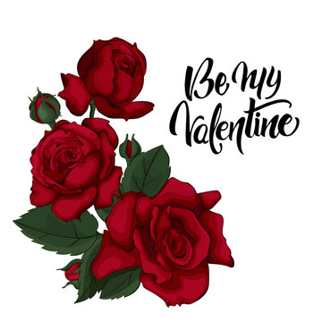 Valentine's day greeting card design with beautiful red roses.