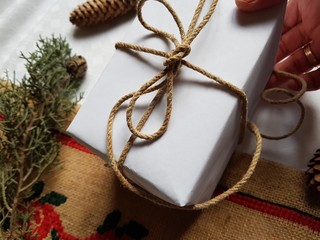 Rustic packing presents for Christmas
