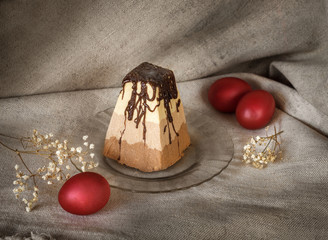 Easter food background. Chocolate Curd Easter