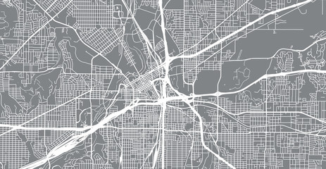 Urban vector city map of Fortworth, Texas, United States of America