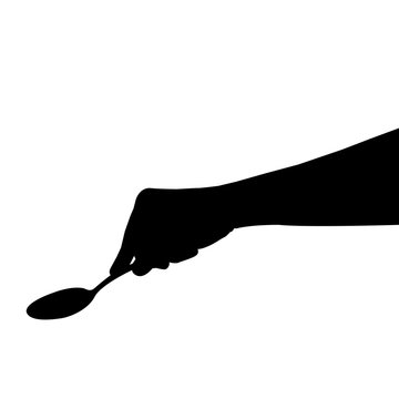 spoon in hand silhouette vector illustration, tablespoon