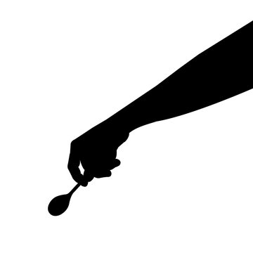 spoon in hand silhouette vector illustration, tablespoon