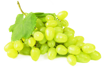 tasty grapes branch closeup isolated on white background