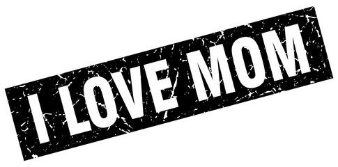 square grunge black i love mom stamp