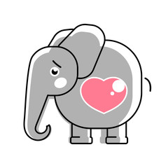 Baby Elephant With A Heart Vector Logo For Children's