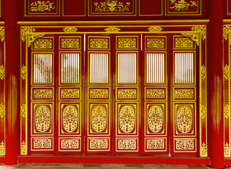 Doors carved Chinese Wat temple