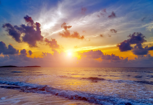 Sunrise seascape tropical beach