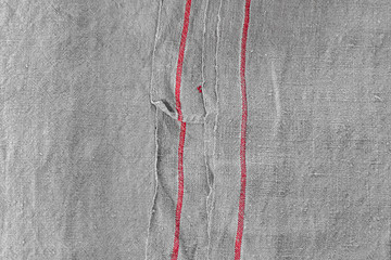 Textur alter Leinenstoff  ecru rote Streifen