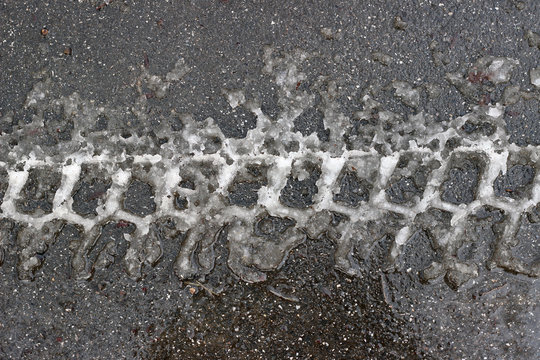 Snow Car Tracks Slushy Street Sidewalk Texture Surface