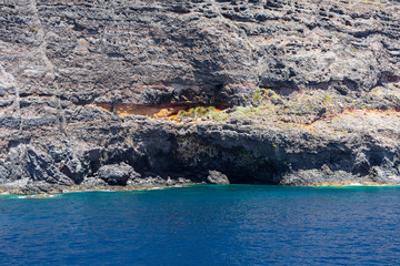 Vertical cliffs Acantilados de Los Gigantes (Cliffs of the Giants). View from Atlantic Ocean....