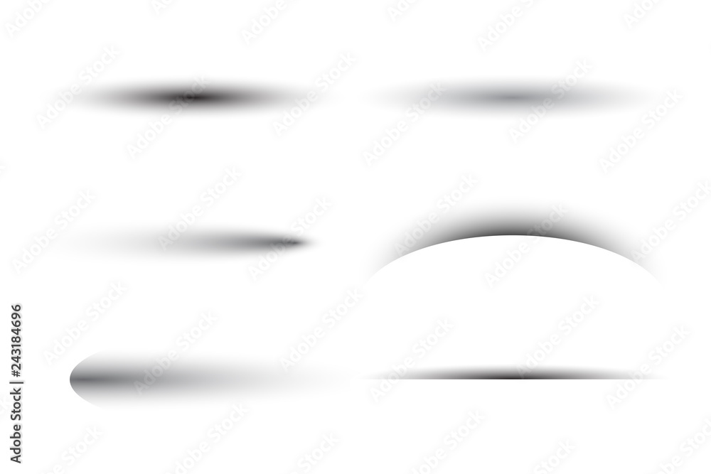 Poster Set of transparent oval gray shadows with soft edges isolated. Art design effect with different light illumination angles – stock vector