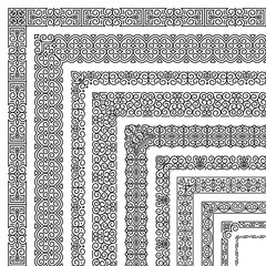 Vector set of corner brushes in oriental style