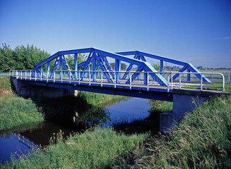 Maurzyce near Lowicz, Poland - June, 2004: the first in Europe bridge welded from 1929 on the Sludwia river, designed by Ing. Stefan Bryla
