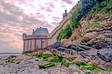 Monte Sant Michael in the Normandy region in the French Brittany on a cloudy day