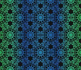 Seamless geometrical patterns. Textures. Vector ornament. Gradient color