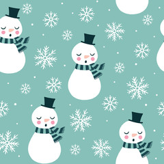 Winter Wonderland Christmas Snowman Seamless Pattern