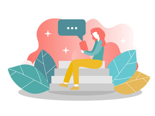 Landing page template of Online education. Modern flat design concept