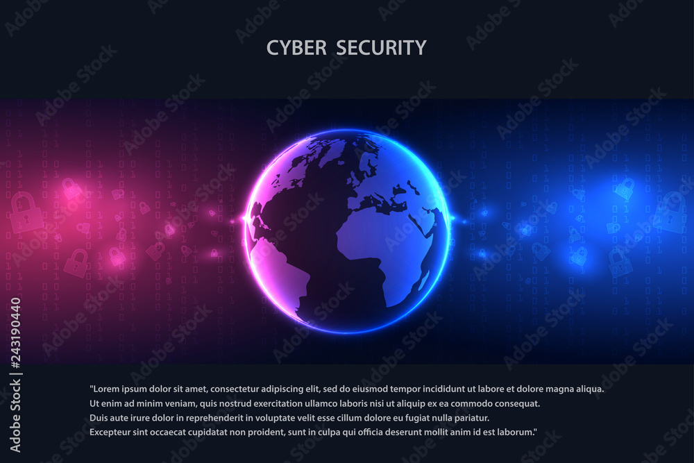Poster future cyber technology web services for business and internet project. cyber security and informati