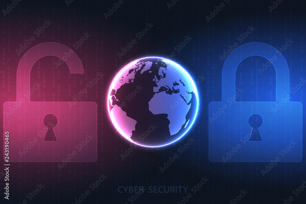 Poster future cyber technology web services for business and internet project. cyber security and informati