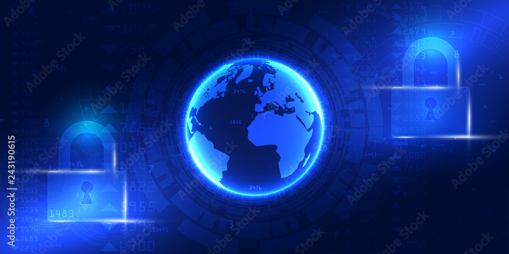 Poster future cyber technology web services for business and internet project. cyber security and informati