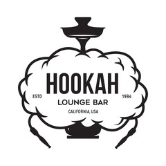 Hookah label, badge and design elements. Hookah club. Shisha bar. Hookah lounge logo. Hookah pipes.