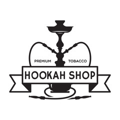Hookah label, badge and design elements. Hookah club. Shisha bar. Hookah lounge logo. Hookah pipes.