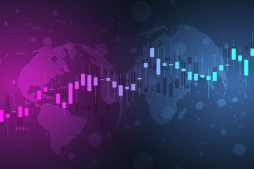 Candle stick graph chart in financial market , Forex trading graphic concept.Stock exchange market, investment, finance and trading. Trading platform. Vector illustration.