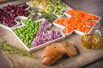 Vegan salad from Russia, called Venigred. Salad for a healthy lifestyle. Venigred salad for vegans....