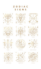 Set of zodiac signs, Icons, and Symbols. Horoscrope Signs in Vector - obrazy, fototapety, plakaty