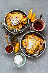 Sweet crepes with pomegranate