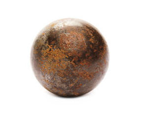  Old rusty iron metal ball isolated on white background