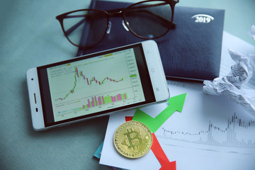 Bitcoin gold coin. Cryptocurrency concept