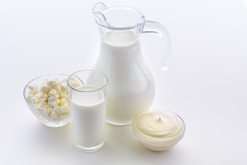 Fresh sour cream and cottage cheese along with useful goat's milk. Dairy products support bone health. In milk there is a lot of calcium.