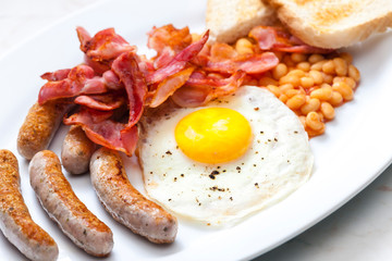 English breakfast with beans