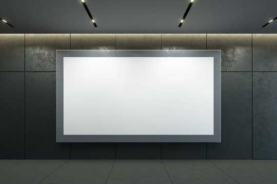 blank picture frame on the wall, 3d rendering