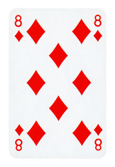 Eight of Diamonds playing card - isolated on white (clipping path included)