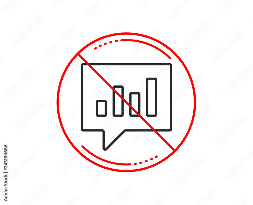 Poster no or stop sign. chart line icon. report graph or sales growth sign in speech bubble. analysis and s