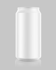Realistic aluminum can mockups. Front view. Vector illustration. Can be used for beer, water, soda, energetic, etc. Easy to use for presentation your product, idea, design. EPS10.